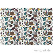 Baumwollstoff - Waldtiere - 1 m x 1,6 m 