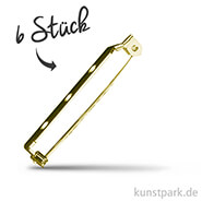 Broschennadel mit Steg und Sicherheitsverschluss - Gold Länge 20 mm - 6 Stück