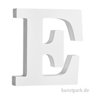 Buchstaben aus MDF Holz, Weiß, Höhe 11 cm, Stärke 2 cm Einzeln | E