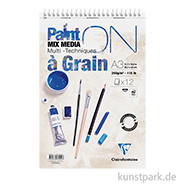 Clairefontaine Paint'ON Papier, Gekörnt, 12 Blatt, 250g, Spiralblock 