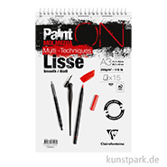 Clairefontaine Paint'ON Papier, Glatt, 15 Blatt, 250g, Spiralblock 