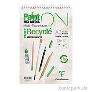 Clairefontaine Paint'ON Papier, Recycling, 12 Blatt, 250g, Spiralblock 