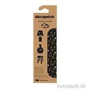 DECOPATCH Papier 888 Blumen Gold-Schwarz, 3 Stück 