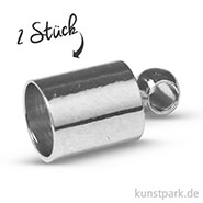 Endkappe mit Öse - Platin 4 mm - 2 Stück