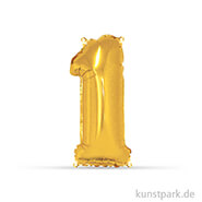 Folienballon Zahl - Gold, 40 cm einzel | 1