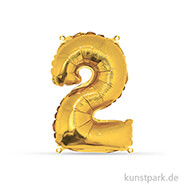 Folienballon Zahl - Gold, 40 cm einzel | 2