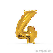 Folienballon Zahl - Gold, 40 cm einzel | 4