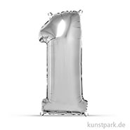 Folienballon Zahl - Silber, 96 cm einzel | 1