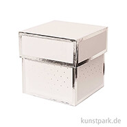 Geschenkschachtel Eckig - Weiß & Silber 10 x 10 x 10 cm