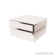 Geschenkschachtel Eckig - Weiß & Silber 10 x 10 x 6 cm