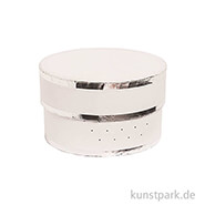 Geschenkschachtel Rund - Weiß & Silber 10 x 6 cm