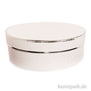 Geschenkschachtel Rund - Weiß & Silber 30  x 10 cm