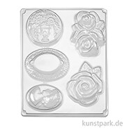 Gießform - Ornamente + Rosen, 5 Motive, 24 x 35,5 cm 