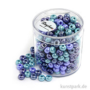 Glas-Großlochradl Blau-Türkis Mix, opak, 55 g Dose | 5,4 mm