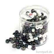 Glas-Großlochradl Grau-Lila-Weiß Mix, opak, 55 g Dose | 5,4 mm