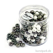 Glas-Großlochradl Grau-Lila-Weiß Mix, opak, 55 g Dose | 6 mm