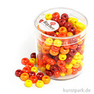 Glas-Großlochradl Rot-Gelb Mix, opak, 55 g Dose | 6 mm