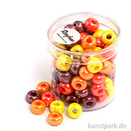 Glas-Großlochradl Rot-Gelb Mix, opak, 55 g Dose | 8,7 mm
