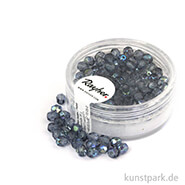Glas Schliffperlen irisierend - 4 mm - 100 Stück Dose | Blaugrau