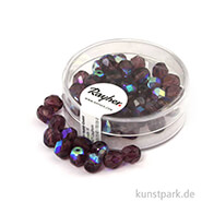 Glas Schliffperlen irisierend - 6 mm - 50 Stück Dose | Amethyst