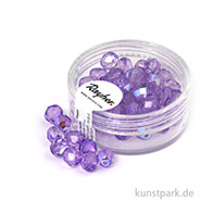 Glas Schliffperlen irisierend - 6 mm - 50 Stück Dose | Flieder