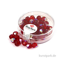Glas Schliffperlen irisierend - 6 mm - 50 Stück Dose | Rubin