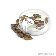 Glasperlen-Tropfen - 6x12 mm - 15 Stück Dose | Taupe-Brown