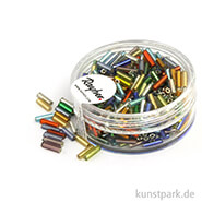 Glasstifte mit Silbereinzug - 7x2 mm - 15 g Dose | Gemischt - Nicht Waschbar