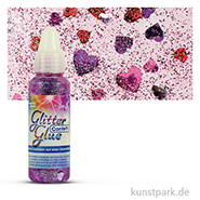Glitterglue Confetti Klebstoff 53 ml Einzelfarbe | Herzen rot-violett