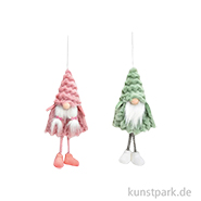 Hänger Wichtel aus Textil, Grün / Pink, Sortiert, 9 x 20 x 4 cm 