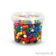 Holz-Perlen Mix bunt, 4-16 mm 380 g