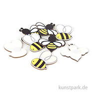 Holz-Streuteile Bienen, Größe 3,7 x 4,2 cm, 8 Stück sortiert 