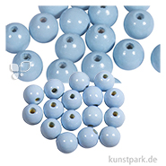 Holzperlen Farbig, Poliert, Durchmesser 10 mm, 52 Stück Farbe | Pastellblau
