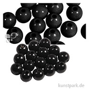 Holzperlen Farbig, Poliert, Durchmesser 10 mm, 52 Stück Farbe | Schwarz