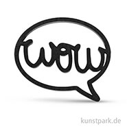 Holzschrift in Sprechblase WOW - Schwarz, 11x9x1 cm 