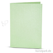 Karte mit Umschlag in Perlmuttoptik, 4 Sets 10,5 x 15 cm | Hellgrün
