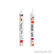 Kerze mit Spruch, Happy Birthday, Weiß, Sortiert, 2 x 20 x 2 cm 