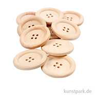 Knöpfe aus unlackiertem Holz, 4 Loch 35 mm - 10 Stück