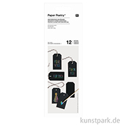 Kratzpapier Anhänger, 12 Stück mit Holzkratzer und Bändern 