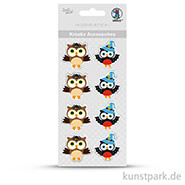 Kreativ Accessoires zum Kleben - Hexe-Eule, 8 Stück sortiert 