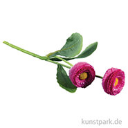 Kunstblume Gänseblümchen - Pink mit 2 Blüten, Länge 23 cm 