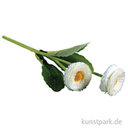 Kunstblume Gänseblümchen - Weiß mit 2 Blüten, Länge 23 cm 