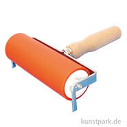 Linol-Farbwalze - Flachstahlbügel, Holzgriff 150 mm