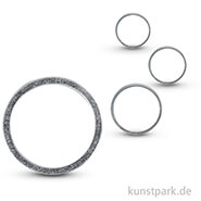 Metall-Schmuckring flach, silber, 4 Stück sortiert 20 - 50 mm