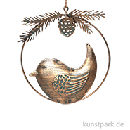 Metallkranz mit Hänger, Vogel, Antik Gold, 11 x 1,4 cm 