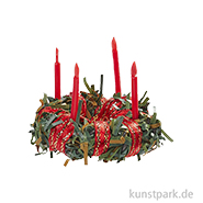 Miniatur Adventskranz, Grün Rot, 4 cm 