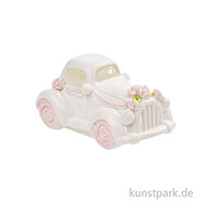 Miniatur Hochzeits-Auto - Vintage, 5 cm Weiß-Rosa