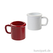 Miniatur Kaffeebecher, Rot Weiß, 2 Stück, 1,7 x 1,3 x 1,4 cm 