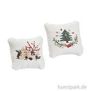 Miniatur Kissen Weihnachtlich, 2 Stück, 4 cm 