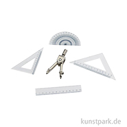 Miniatur Zirkel + Lineal-Set, 5-teilig, 2,1 x 0,43 cm 